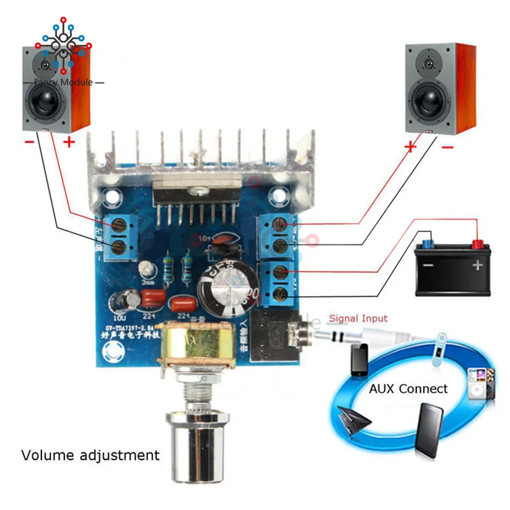 

AC/DC 12V TDA7297 2x15W Digital Audio Amplifier Board DIY Kit Dual-Channel Module