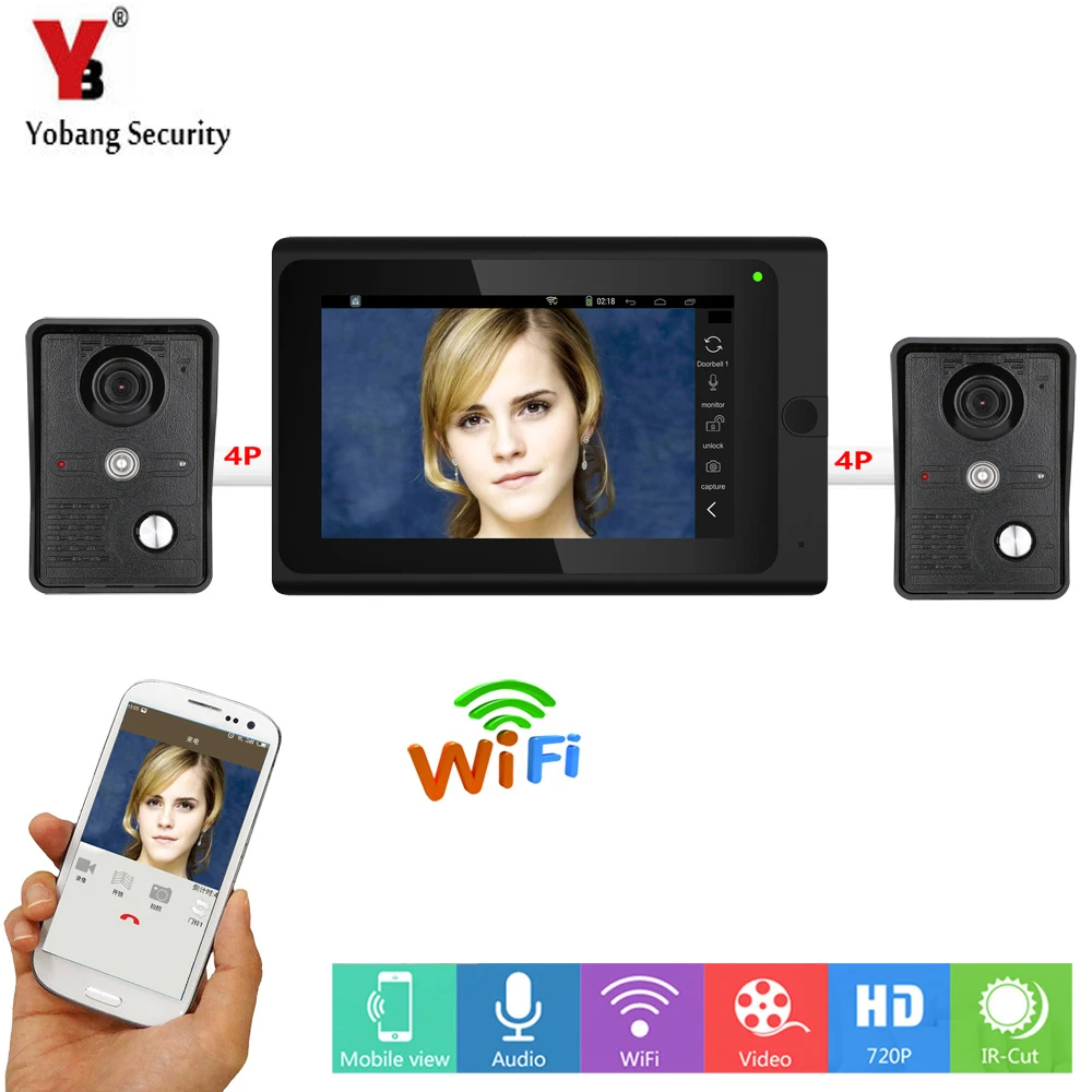 Yobang безопасность WIFI видео домофон для домашней безопасности 7 дюймов монитор