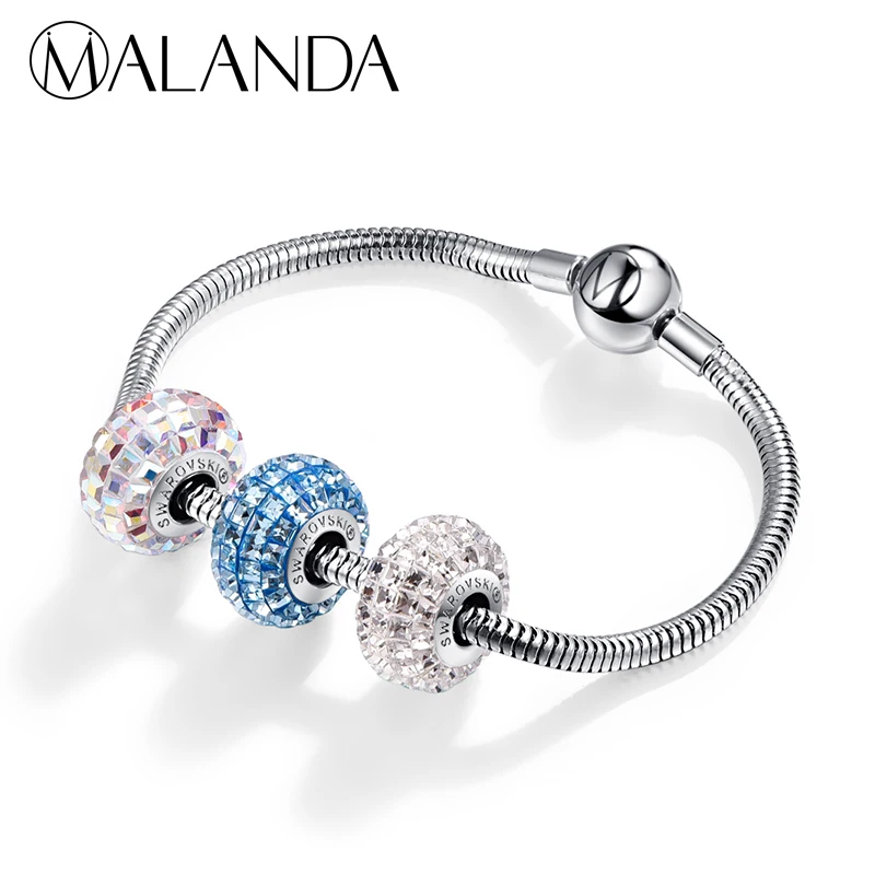 Браслет из круглых бусин Swarovski с настоящими кристаллами новый модный