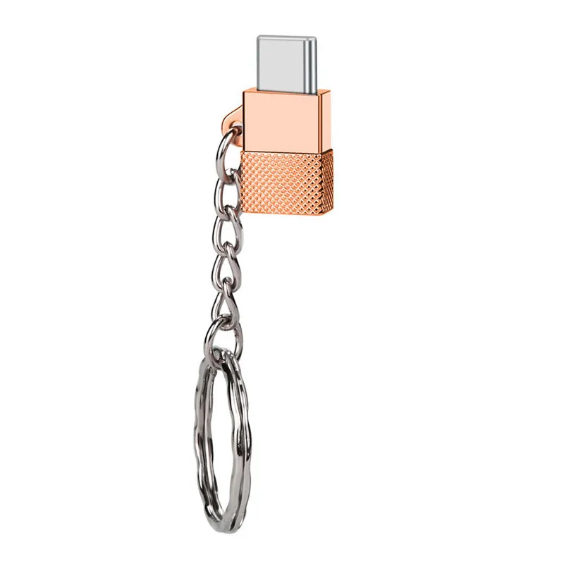 Robotsky Тип C OTG адаптер Micro USB Женский тип-c Мужской конвертер кабель с цепью для samsung Galaxy S8 S9 huawei P20 - Цвет: Gold