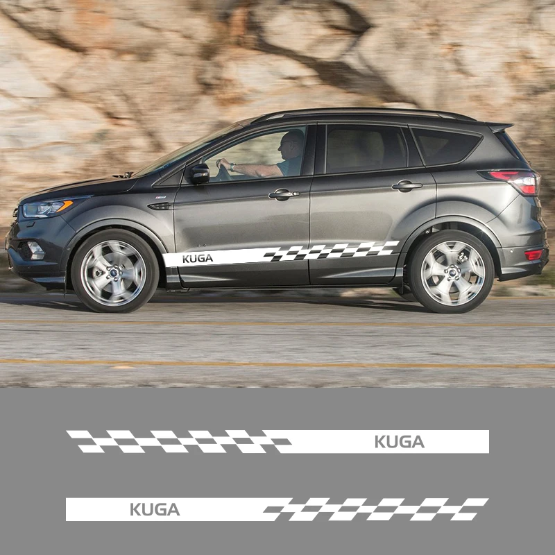 2 шт. виниловые наклейки для автомобиля KUGA в полоску сбоку юбки обертывания тела s