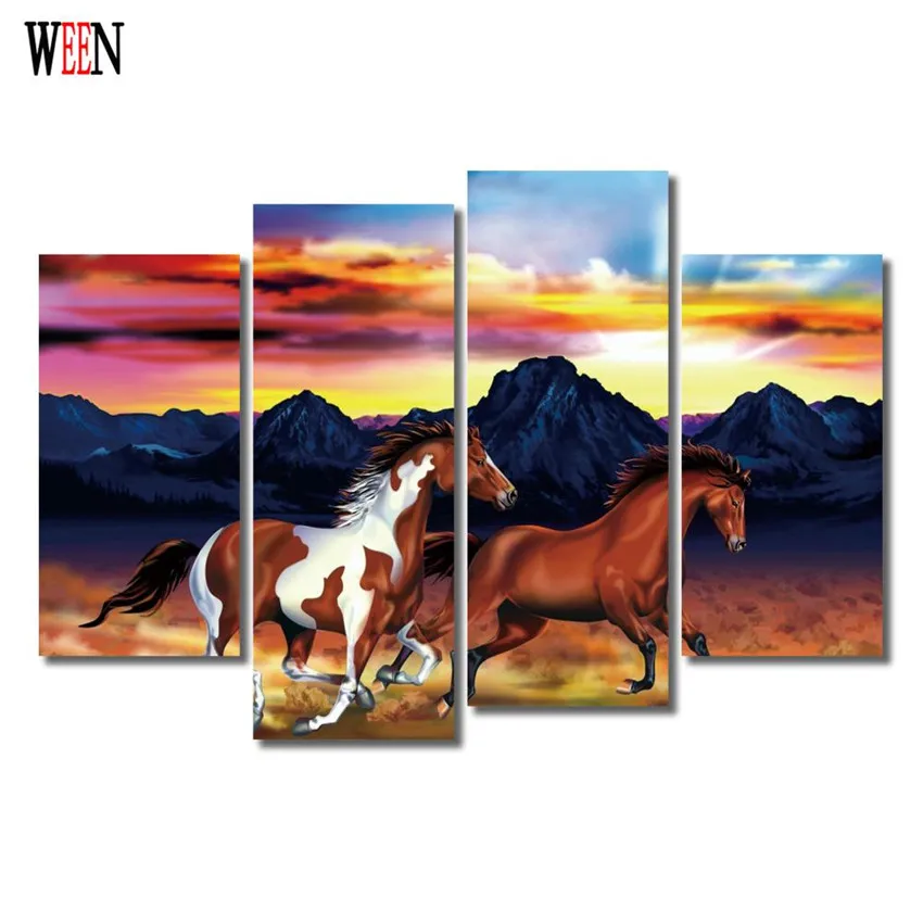 WEEN две лошади настенные фотографии для гостиной HD печать животных Cuadros Decoracion