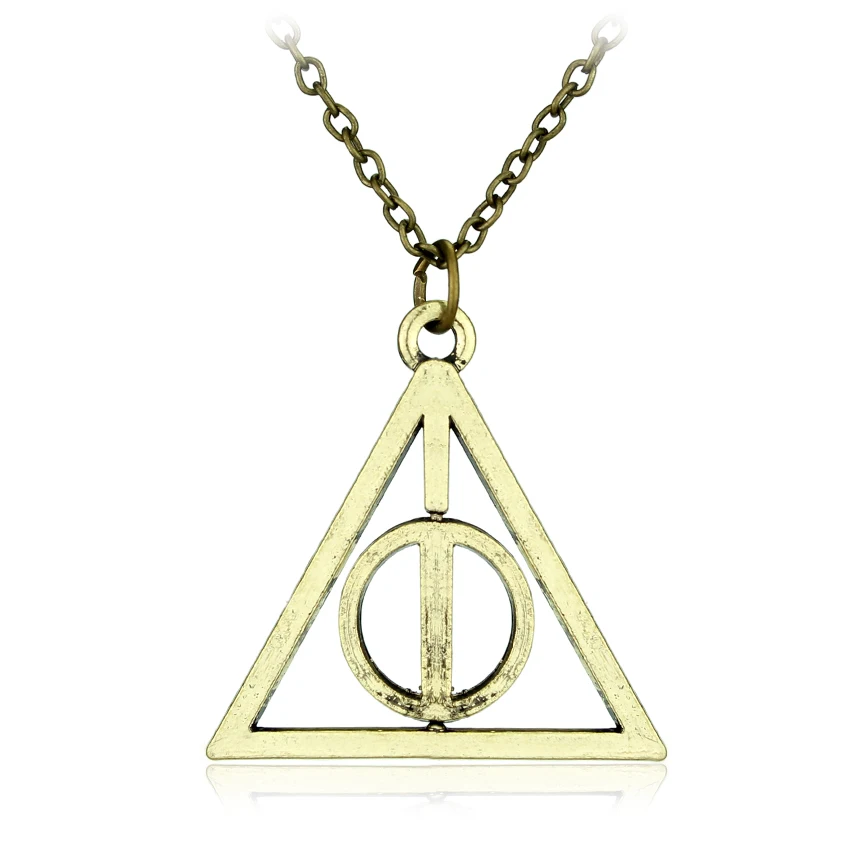 20 шт./партия, ожерелье Deathly Hallows, подвески Horcrux, ювелирные изделия, Deathly halloes, вращающееся колье с кулонами треугольной формы для мужчин - Окраска металла: no rotate Bronze