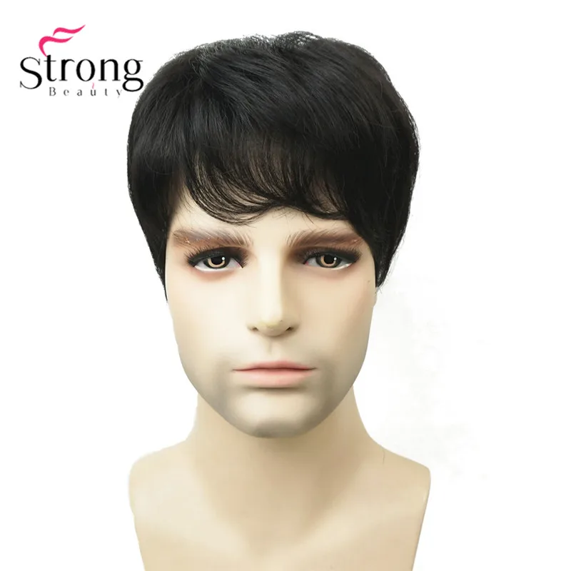 StrongBeauty Мужская парика-накладка синтетические волосы короткие волосы для наращивания волос