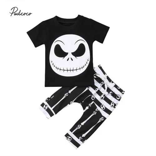 Pudcoco/2018 крутые комплекты одежды для маленьких мальчиков топы с призраком