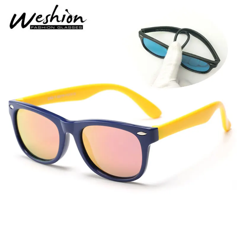 Kids Sunglasses Coating Mirror Polarized Baby Glasses Flexible Safety Frame Chldren Shades For Boys Girl With Case UV400 | Аксессуары