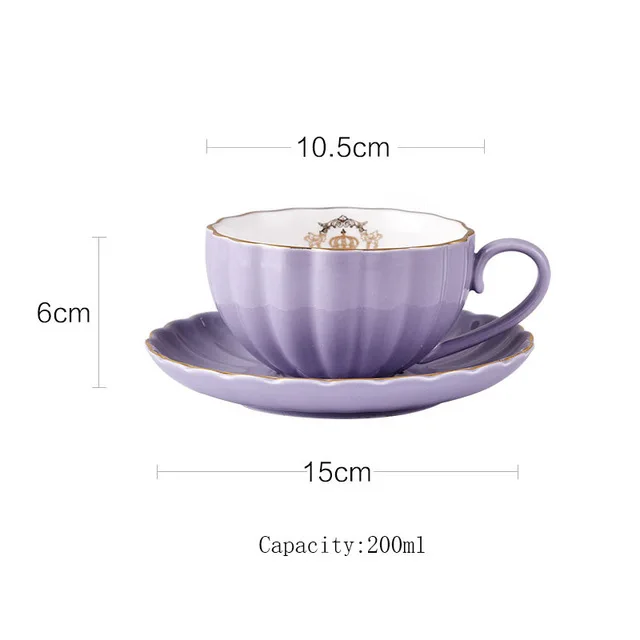 01 Brief British Bone China тыква в полоску керамическая посуда кофейная чашка кружка с молочным чайником ложка для блюдца Позолоченный Комплект полок набор - Цвет: 01