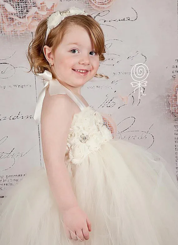 Платье-пачка для девочек с цветами цвета слоновой кости на возраст 2-8 лет |