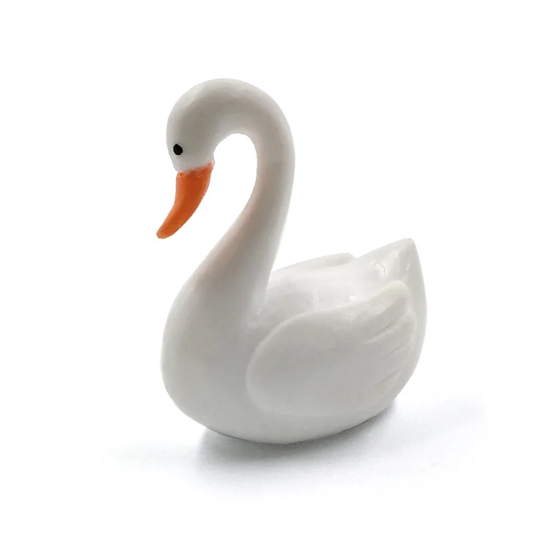 Миниатюрная фигурка лебедя черного и белого цвета 10 шт./Лот мультяшное украшение