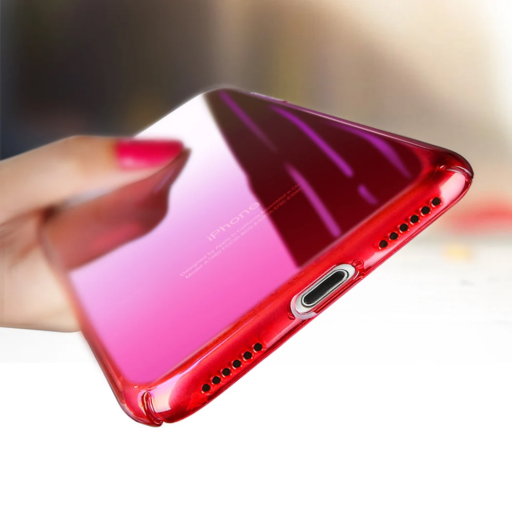 Голубой-лучевой Градиент прозрачный чехол для телефона для iPhone 11 8 7 6 6s Plus прозрачный жесткий PC задняя крышка для iPhone XS MAX XR X Coque capa