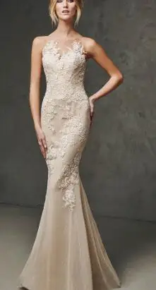 Robe de soiree vestidos Вечернее платье с юбкой-годе кружевное вечернее платье без рукавов с аппликацией для выпускного вечера платья для матери невесты - Цвет: color as picture