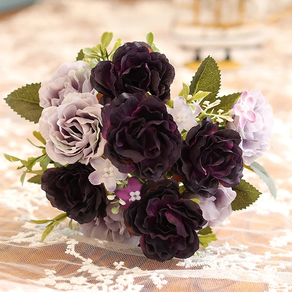 10 шт. Цветок голова Европейский Пион Роза Искусственный пластик цветок Свадебная