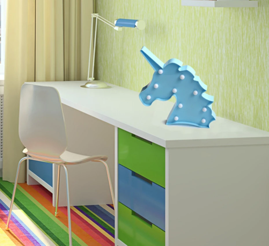 Yingtouman Новый 3D Небольшой Единорог Тип Батарея питание ночники красочные led