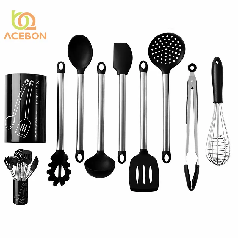 9 pcs set 9 шт. набор многофункциональных силиконовых антипригарных кухонных инструментов кухонная утварь кухонные принадлежности ложка половник лопатка Тернер - Цвет: 9 pcs set