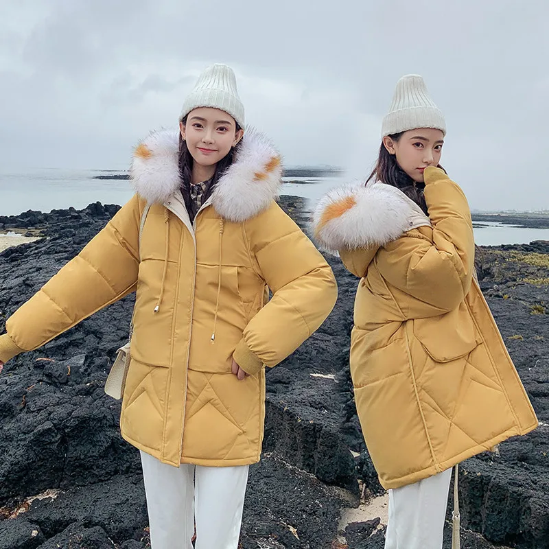 

2019 Winter New Women Jacket Big Fur Hooded Parkas Long Coats Cotton Padded Ladies Warm Thicken Jaqueta Feminina Inverno R968