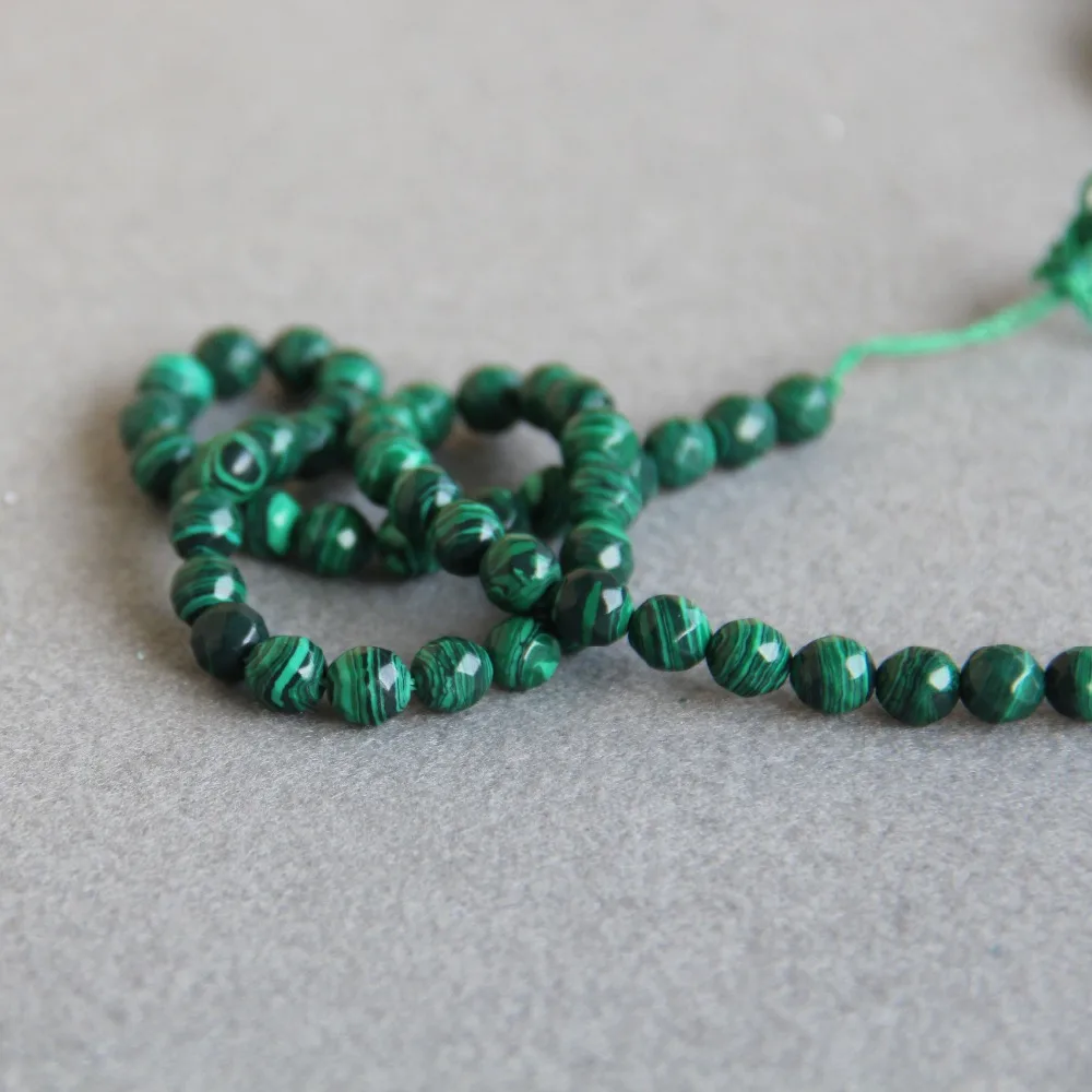(Min Order1) 8mm New Faceted Green Natural Azurite Stone Malachite Beads DIY Accessory Parts 15inch Women Jewelry Making Design | Украшения