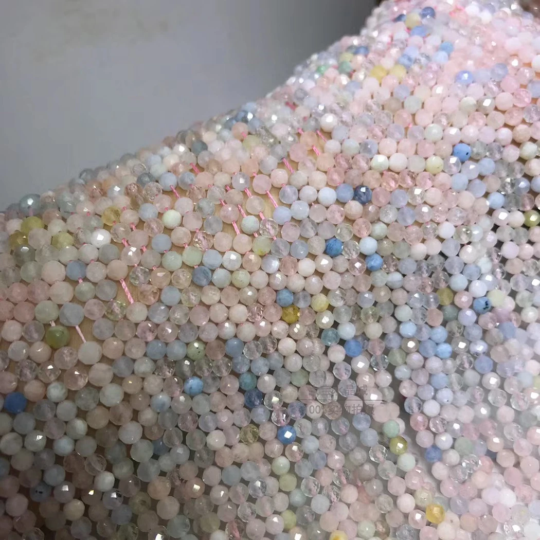 morganite-2strands ICNWAY 2-4 мм натуральный драгоценный камень Лабрадорит Гранат Круглые граненые свободные бусины DIY браслет ожерелье изготовление сережек ювелирные изделия - Цвет: morganite-2strands