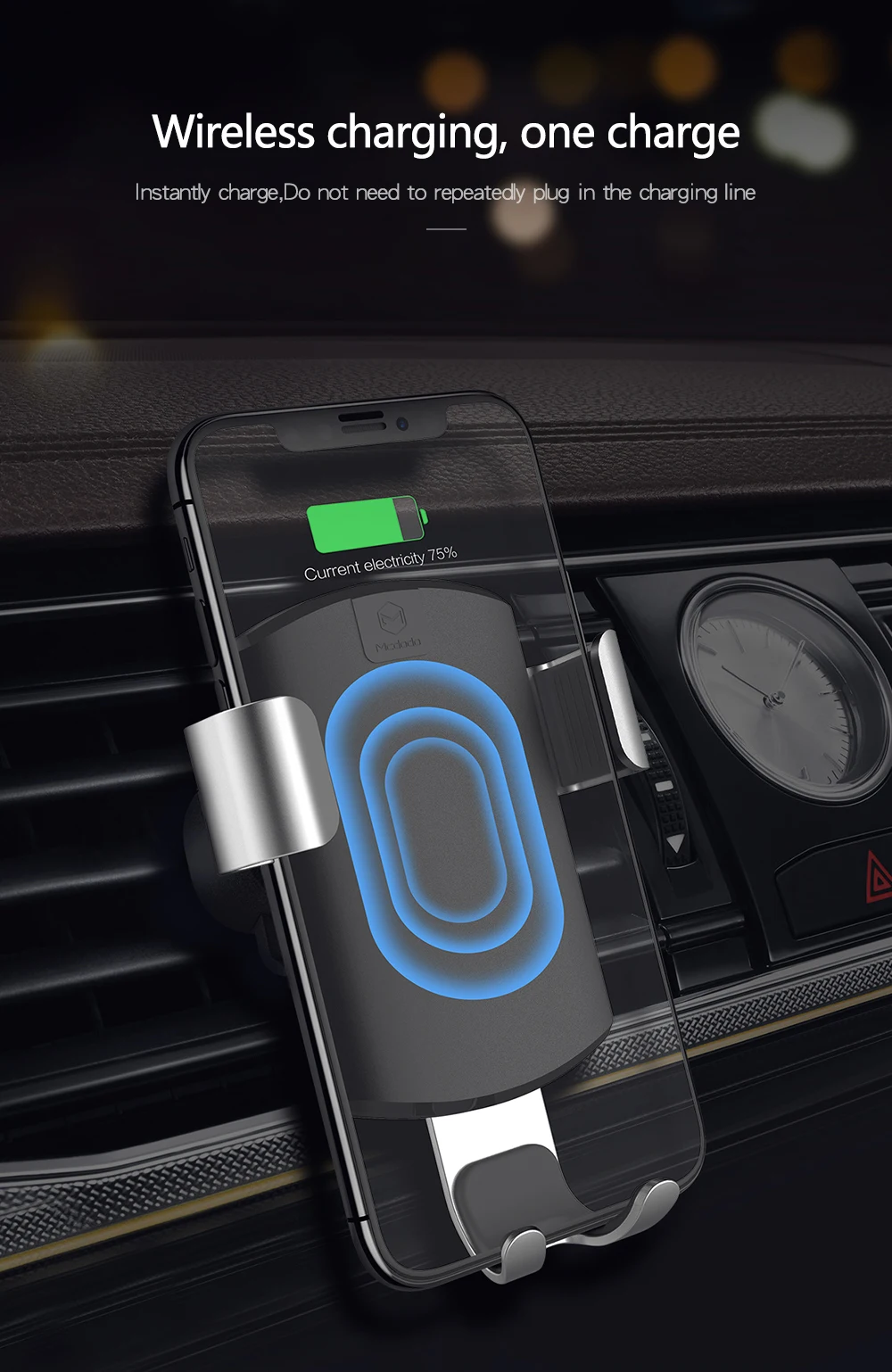 Mcdodo автомобильное беспроводное зарядное устройство Qi для iPhone XS Max держатель 10 Вт быстрая Беспроводная зарядка Вентиляционное крепление для автомобильного телефона зарядное устройство