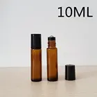 10 мл Янтарный рулон на флаконах для духов, 10cc янтарный флакон для эфирных масел, маленький стеклянный роликовый контейнер 10 шт