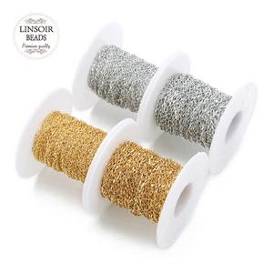 Оптовая продажа, 10 ярдоврулон, 1,5 мм2 мм ширина, цепочка из нержавеющей стали, оптовые цепочки для изготовления ювелирных ожерелий, принадлежности