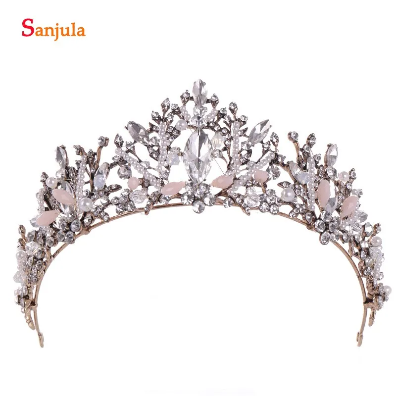 2019 Vintage Bridal Tiaras And Crowns Rhinestones Pearls Wedding Headband New Marriage Headwear T109 | Свадьбы и торжества