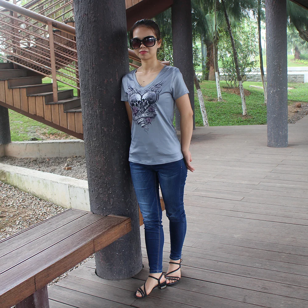 Футболка женская с принтом черепа модная повседневная Облегающая рубашка