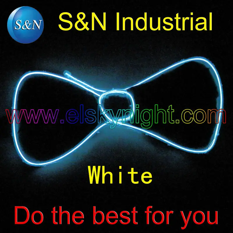 

2017 Future warrier White Light Up LED Bow Tie glowing EL wire Bow Tie For DJ,bar,club and Evening Party