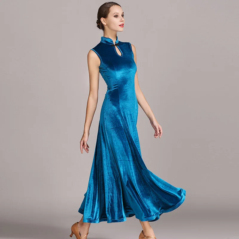 Women ballroom dress colors Violet velvet dance modern costumes waltz competition tango flamenco rumba | Тематическая одежда и