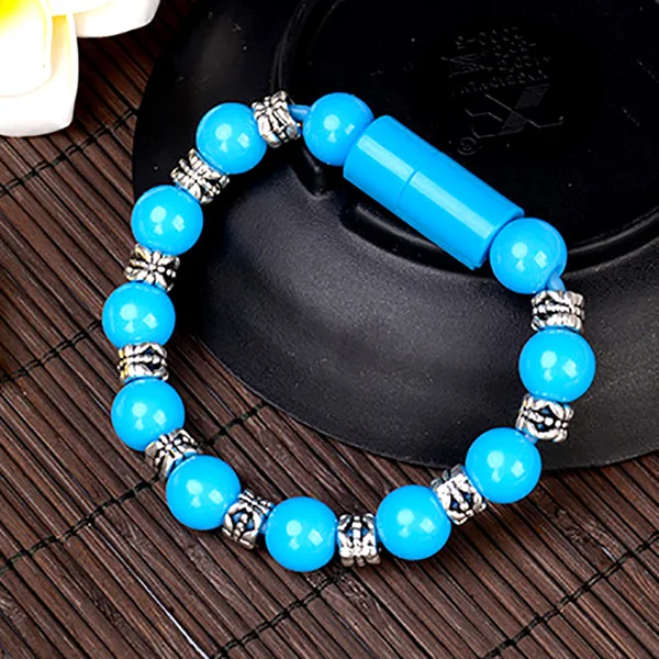 Type1 Blue Браслет с бусинами, Micro USB кабель для синхронизации данных, мобильного телефона, 2A, быстрая зарядка, зарядное устройство, шнур для iPhone, Android, type-C, USB кабель для зарядки - Тип штекера: Type1 Blue