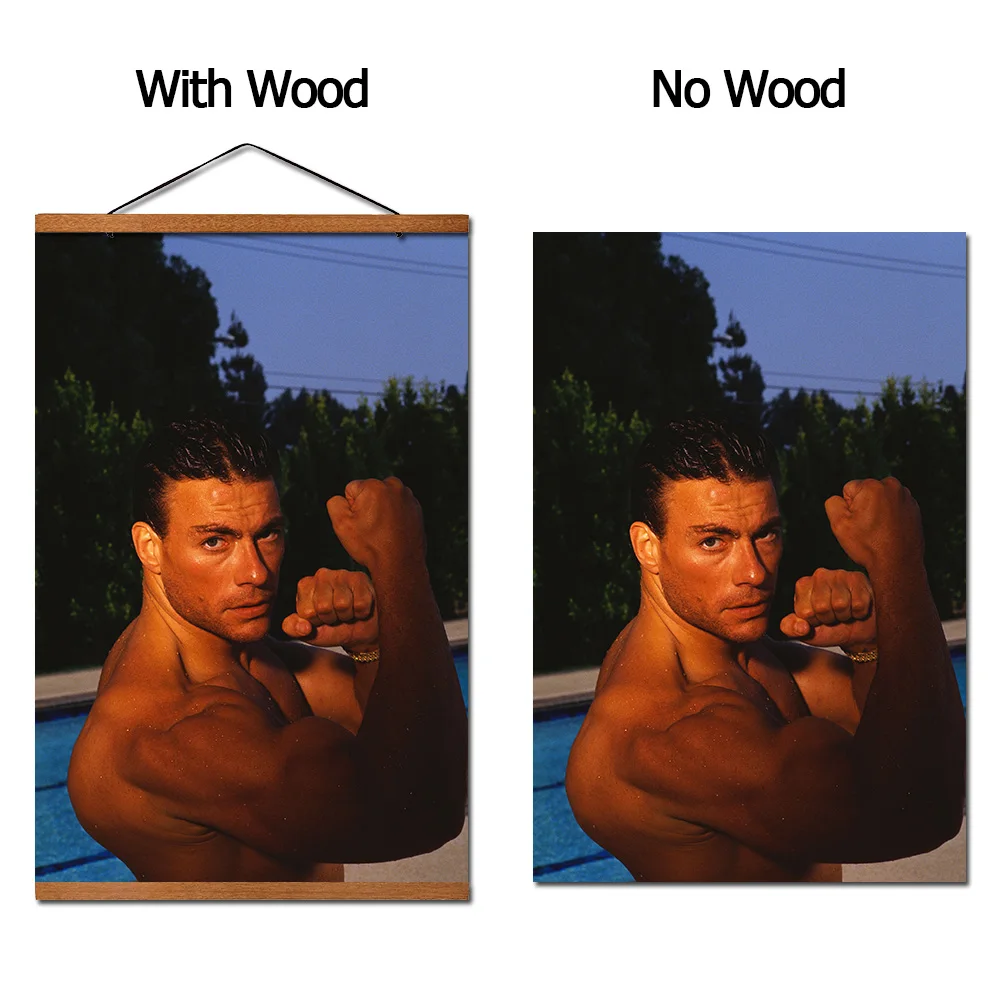 Jean-Claude Van Damme Poster Hanging Scroll Canvas Painting With Solid Wood Decoration