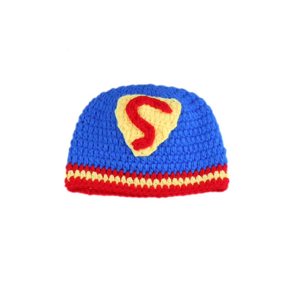 Newborn Superman Costume for Photo Shoot Knitted Baby Hat and Diaper Set Photography Props Infant Shower Gift | Детская одежда и