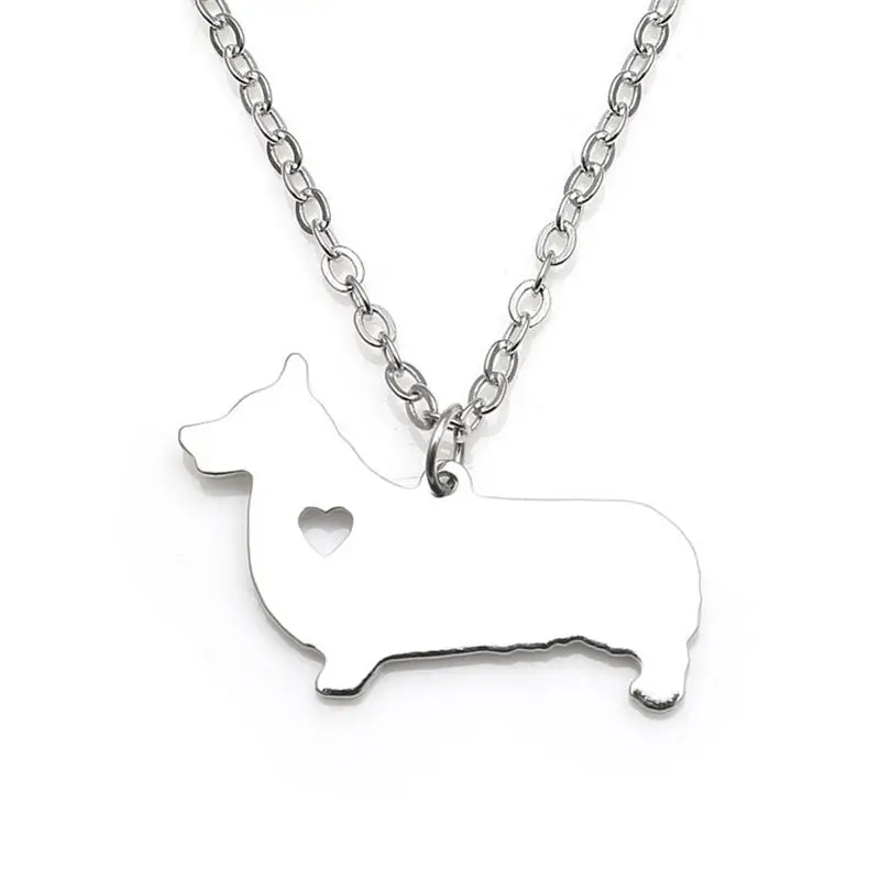 

hollow necklace stainless steel cute dachshund animal dog pendant necklace men and women jewelry Valentine's Day gift