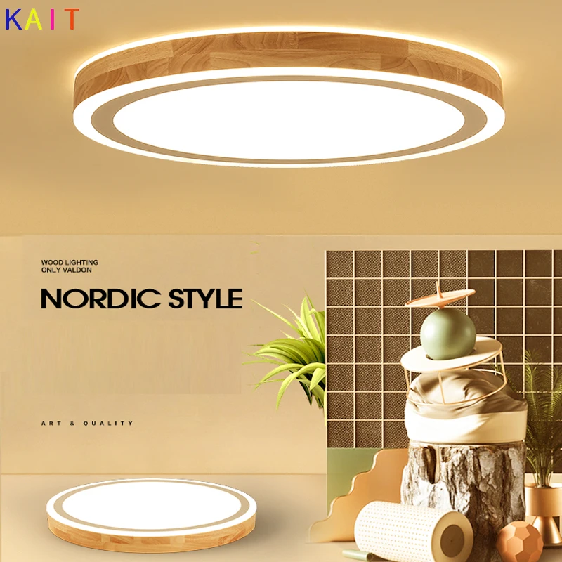 

wood LED Ceiling Light for Living Room Bedroom Lighting Fixture Surface Mounted Up and down can shine