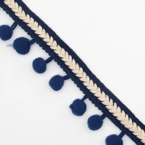 Dark blue Отделка помпоном кружевная лента для рукоделия DIY свадебное украшение для шитья на ткани аксессуар 3,5 см ручная работа пэчворк полиэстер 1 ярд - Цвет: Dark blue