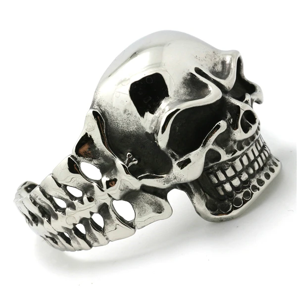 Huge &amp Heavy Mens Boys 316L Stainless Steel Cool Punk Gothic Big Evil Demon Skull Biker Bangle New | Украшения и аксессуары