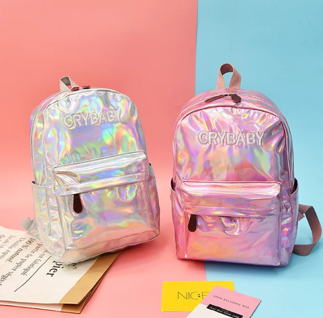 Модный женский голограммный лазерный рюкзак в стиле хип-хоп с вышитыми буквами