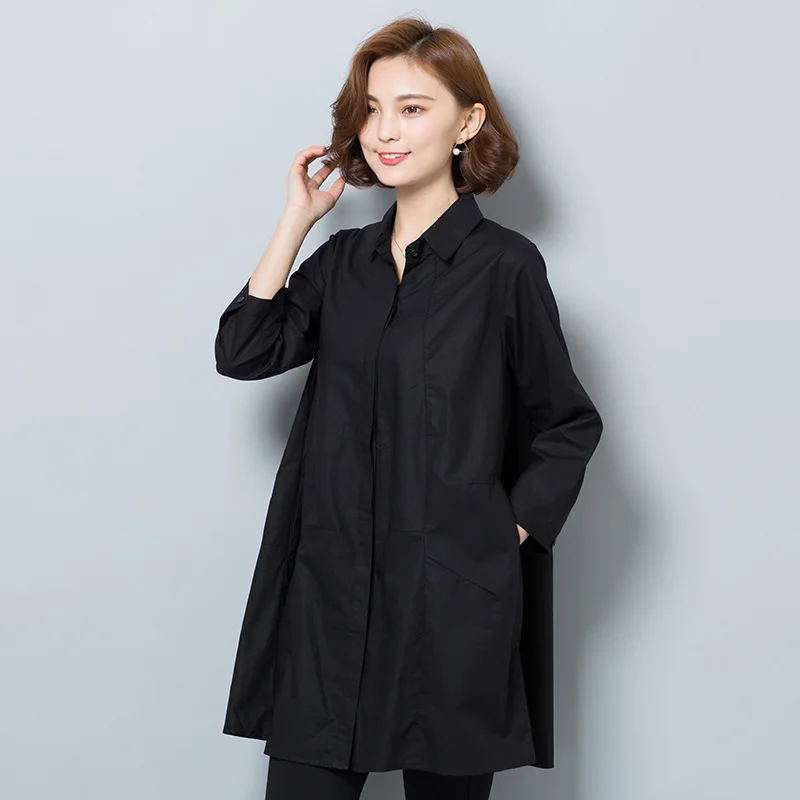 Блузка женская однотонная свободного покроя на осень батальных размеров|blouses for