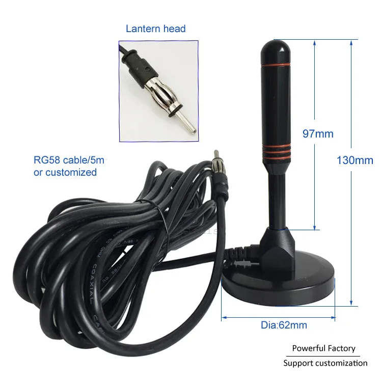 Lantern head plug long range auto radio antenna VHF/UHF Car FM Antenna with 62mm magnetic base 1pcs | Мобильные телефоны и
