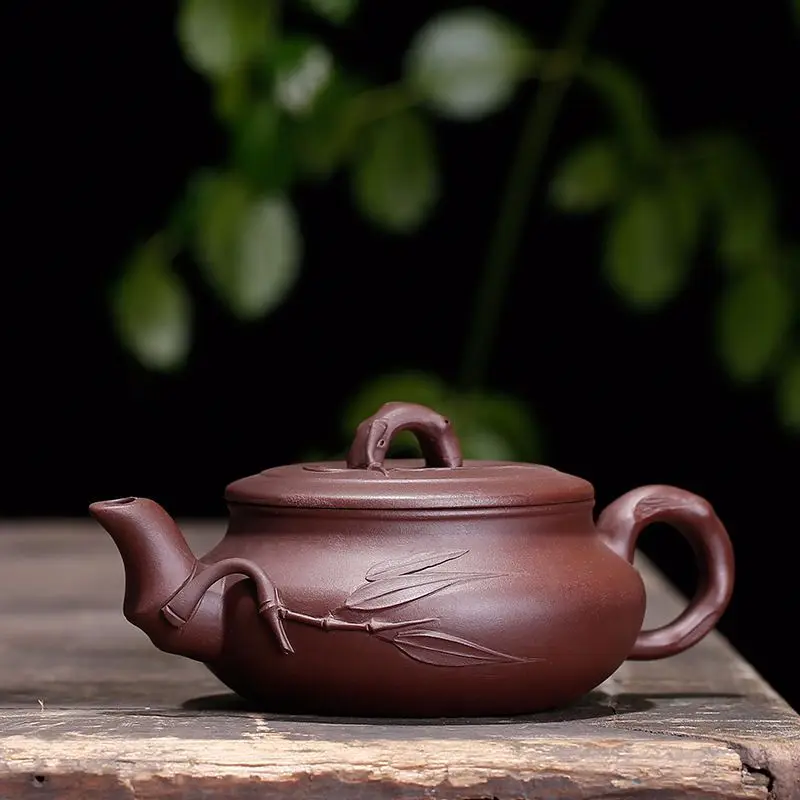 Purple Clay Mud Bamboo Drum Leaves Teapot Pot Yixing Purply Chinese Kongfu Tea Pots 220ml | Дом и сад