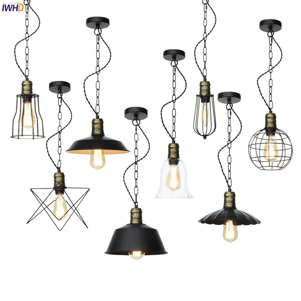 

IWHD Industrial Loft LED Pendant Lights Creative Iron Chain Hanging Lamp Vintage RH Hanglamp Retro Fixtures For Home Lighting