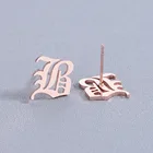 Серьги-гвоздики женские, стальные, с буквами B, A-Z