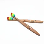 10 шт., бамбуковые зубные щётки с цветными головками