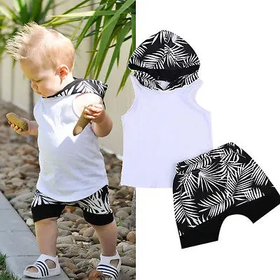 2pcs Baby Boys Clothes Hoodie Tops match tree Shorts bottom summer boys Outfit Toddler Kids clothing Hawaii 1-6T | Детская одежда и