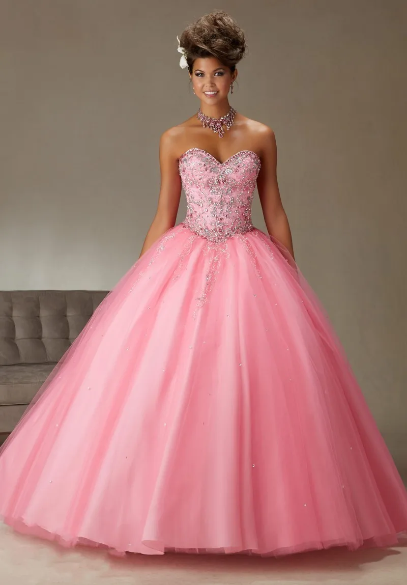 Принцесса бальное платье quinceanera платья для sweet 16 лет бисером милая дешевые gownsvestidos