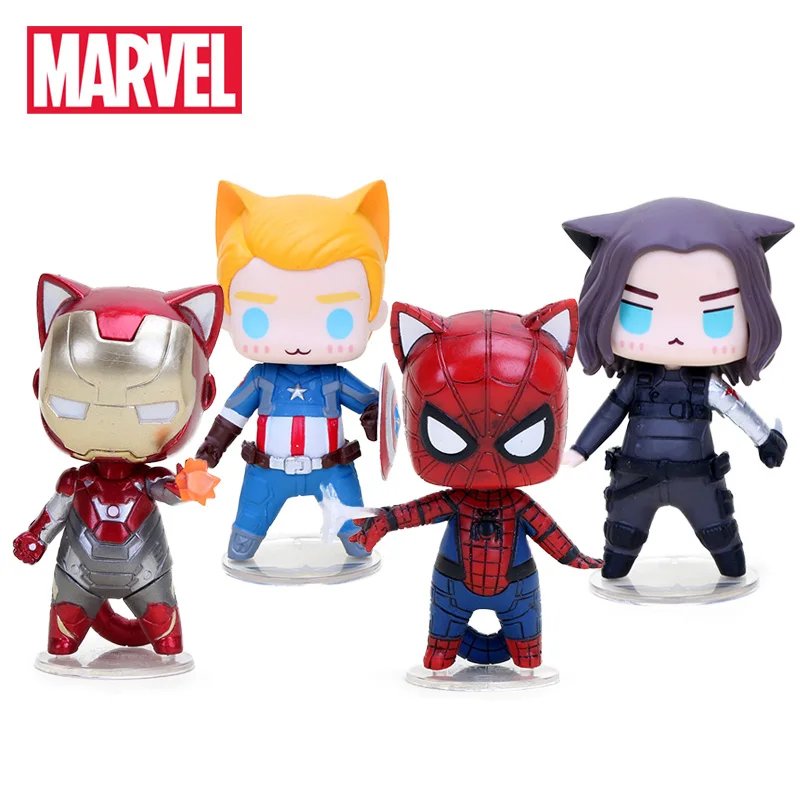 8-10 см Marvel игрушки фигура Мстителей Q версия супергероя Капитан Америка Зимний Солдат Фигурки Человека-паука Коллекционная модель