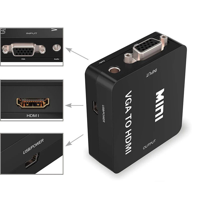 JKING New Hot VGA2HDMI Mini VGA to HDMI Converter with 1080P Audio Adapter Connector for Notebook PC HDTV Projector | Электроника
