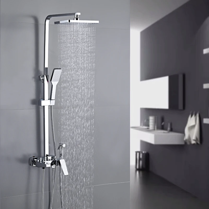 Bathroom Luxury black Golden shower set message with shelf gold bathroom Shower faucet Bathtub Faucet Sets Обустройство дома