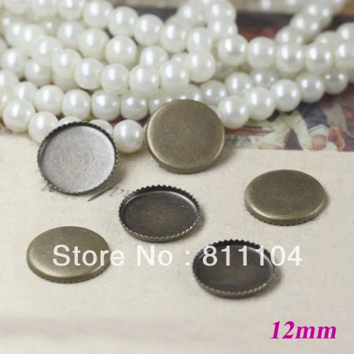

12mm Antique Bronze Plated Copper Blank Round Circle Pendant Trays Base Bezel DIY Cameo CABs Jewelry Findings Settings Wholesale
