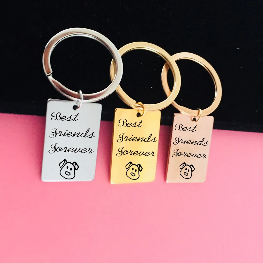 Fashion Jewelry Famliy Key Chain Engraved Best Friend Forever Keychain For Pet Dog Friends Mother Gift Stainless Steel Keyring |