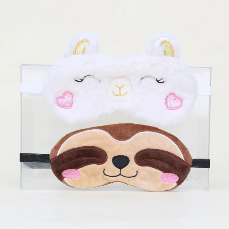 2 pcs set Плюшевая маска для глаз в виде животного, мягкая маска для глаз, мультяшная маска для сна в путешествии, альпака, вспышка, плюшевый Ленивец, маска, игрушки, милые ламы, расслабляющие глаза, подарок - Цвет: 2 pcs set
